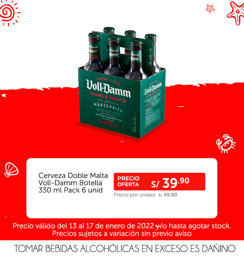 Cerveza Doble Malta Voll-Damm Botella 330 ml Pack 6 unid
