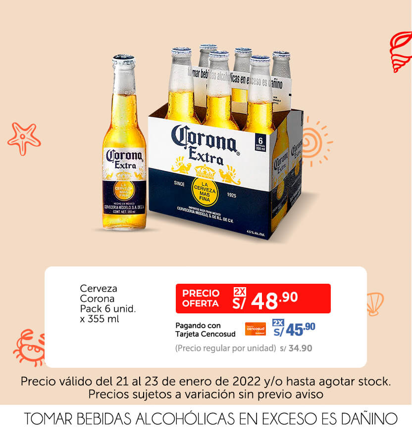 Cerveza Corona Pack 6 unid. x 355 ml