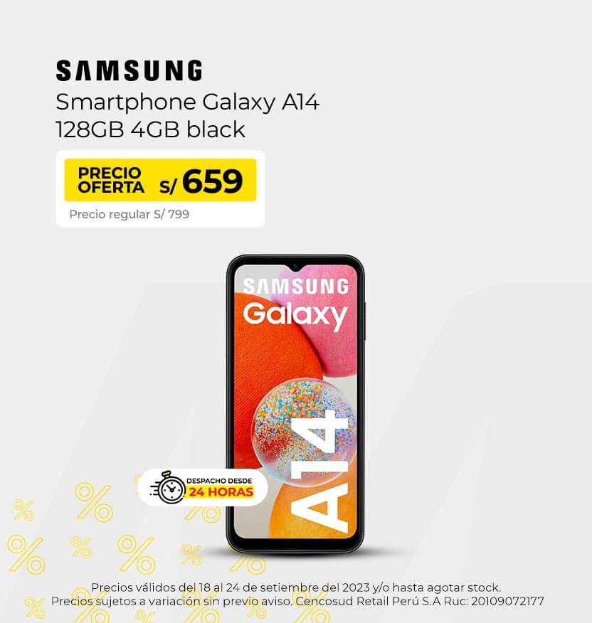 Smartphone Samsung Galaxy A14 128GB 4GB Black