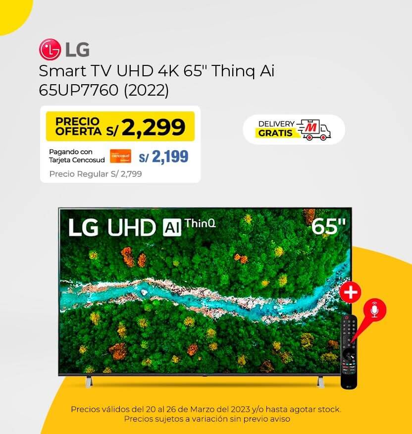 Smart TV LG UHD 4K 65 Thinq Ai 65UP7760 (2022)