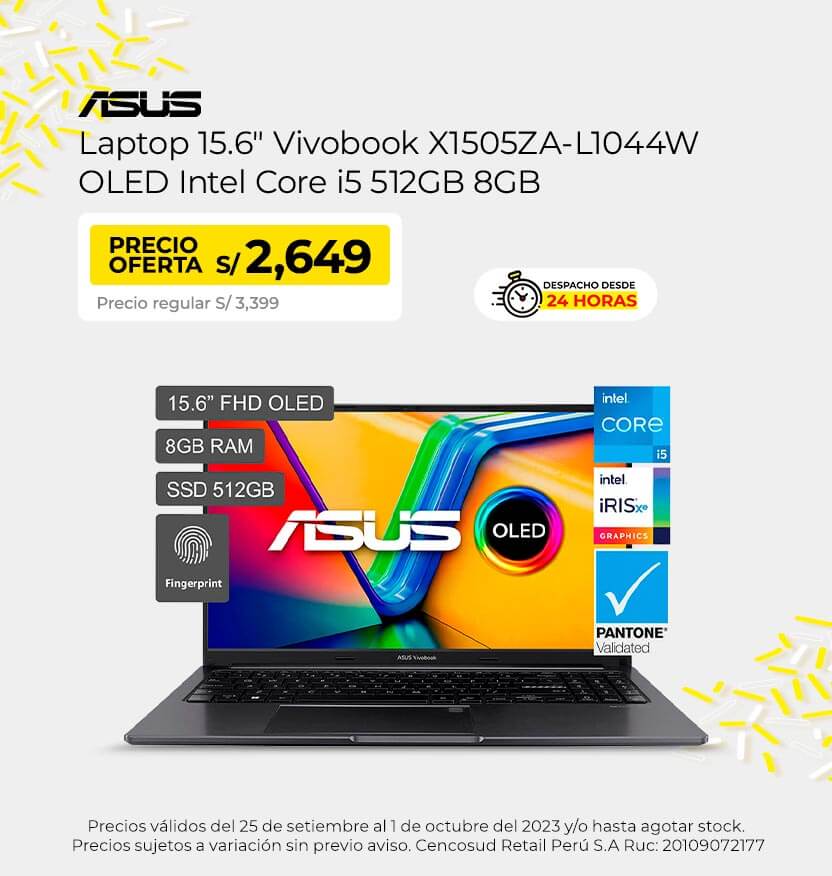 Laptop 15.6 Asus Vivobook X1505ZA-L1044W OLED Intel Core i5 512GB 8GB