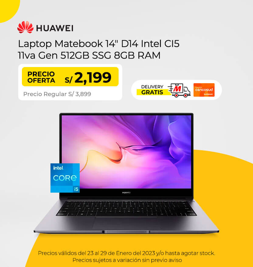 Laptop Huawei Matebook 14 D14 Intel CI5 11va Gen 512GB SSG 8GB RAM