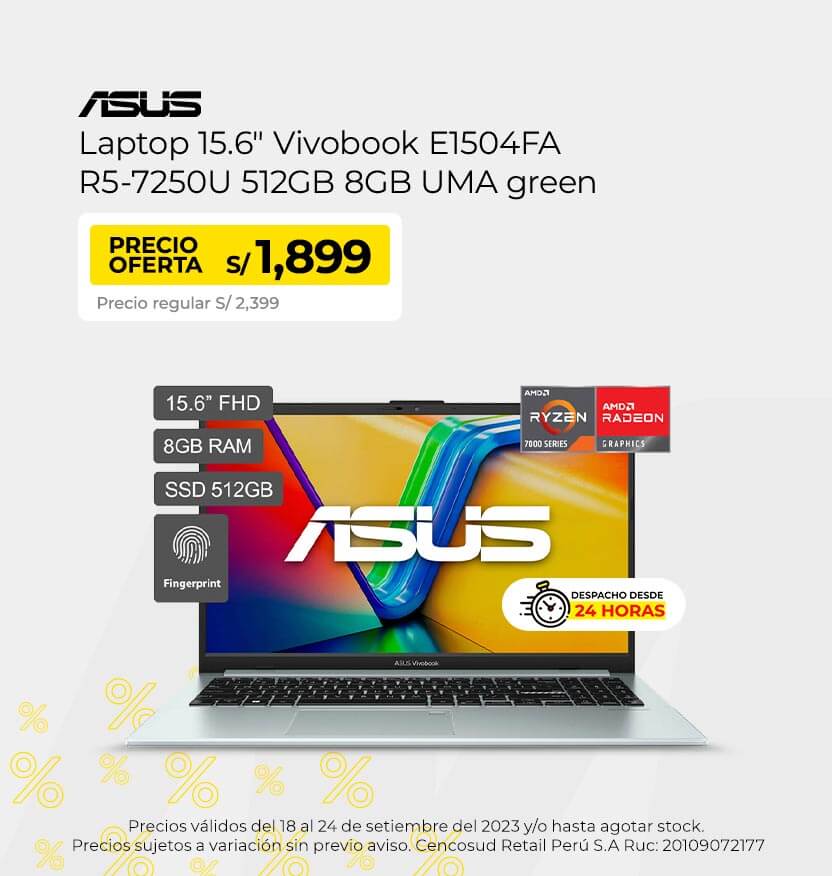 Laptop 15.6 Asus Vivobook E1504FA R5-7250U 512GB 8GB UMA Green