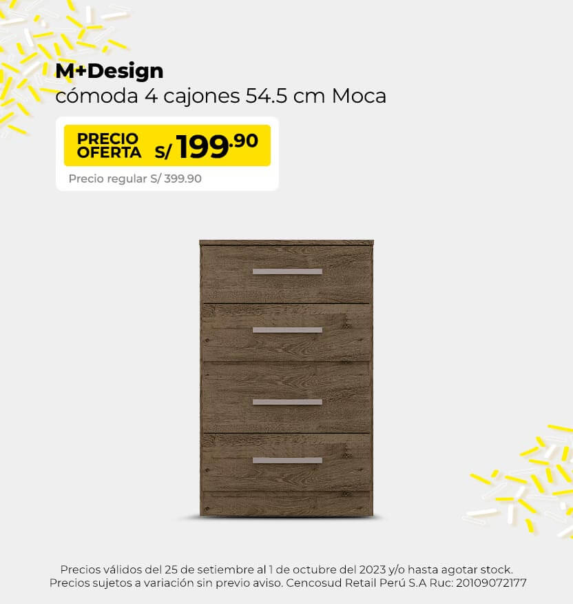 M+Design Cómoda 4 Cajones 54.5 cm Moca