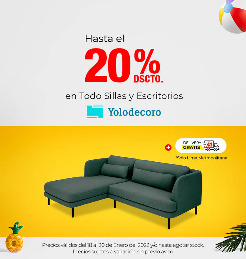 Hasta el 20% Dscto Todo Sillas y Escritorios Yolodecoro (Logo Yolodecoro)   Delivery Gratis  *Solo Lima Metropolitana