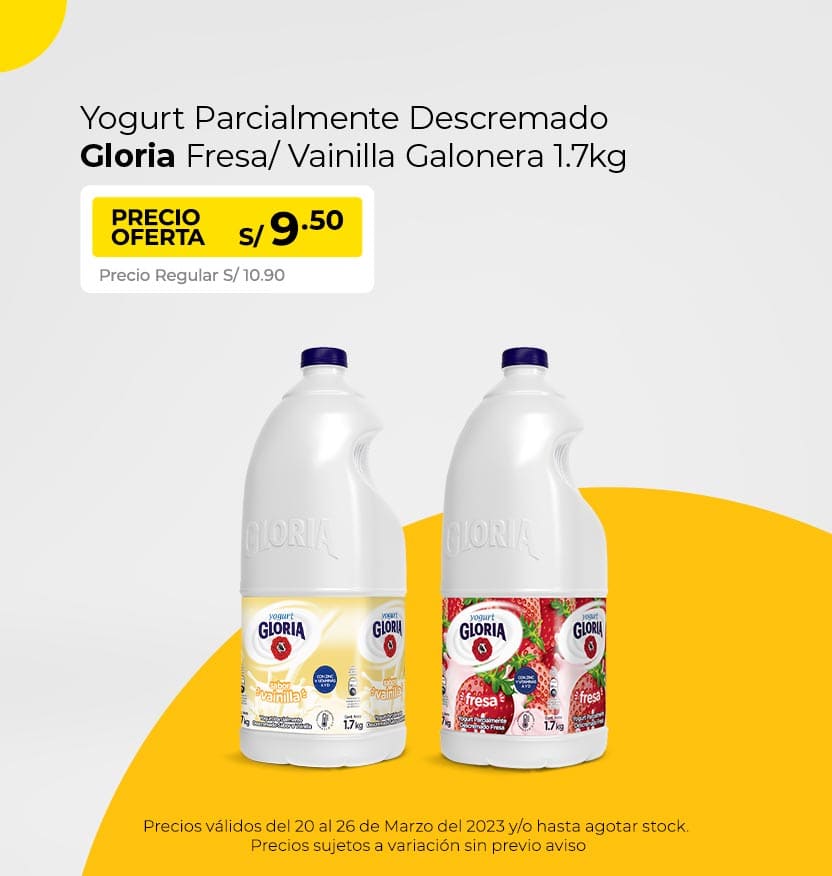 Yogurt Parcialmente Descremado Gloria Fresa/ Vainilla Galonera 1.7kg