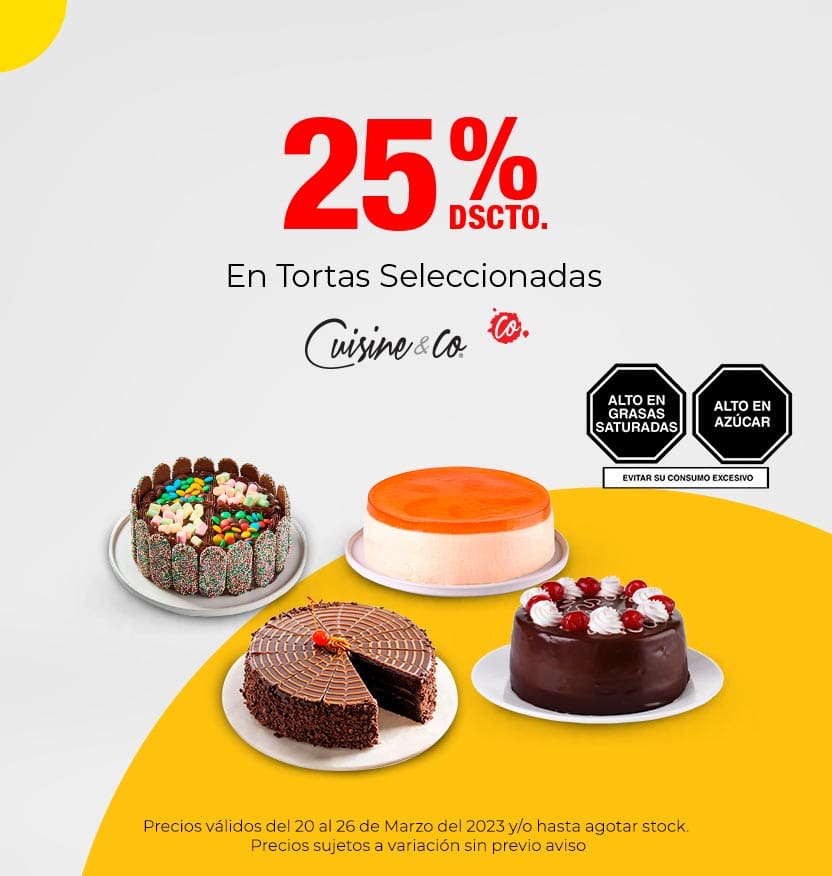 25% Dscto. En Tortas Cusine & Co Seleccionadas