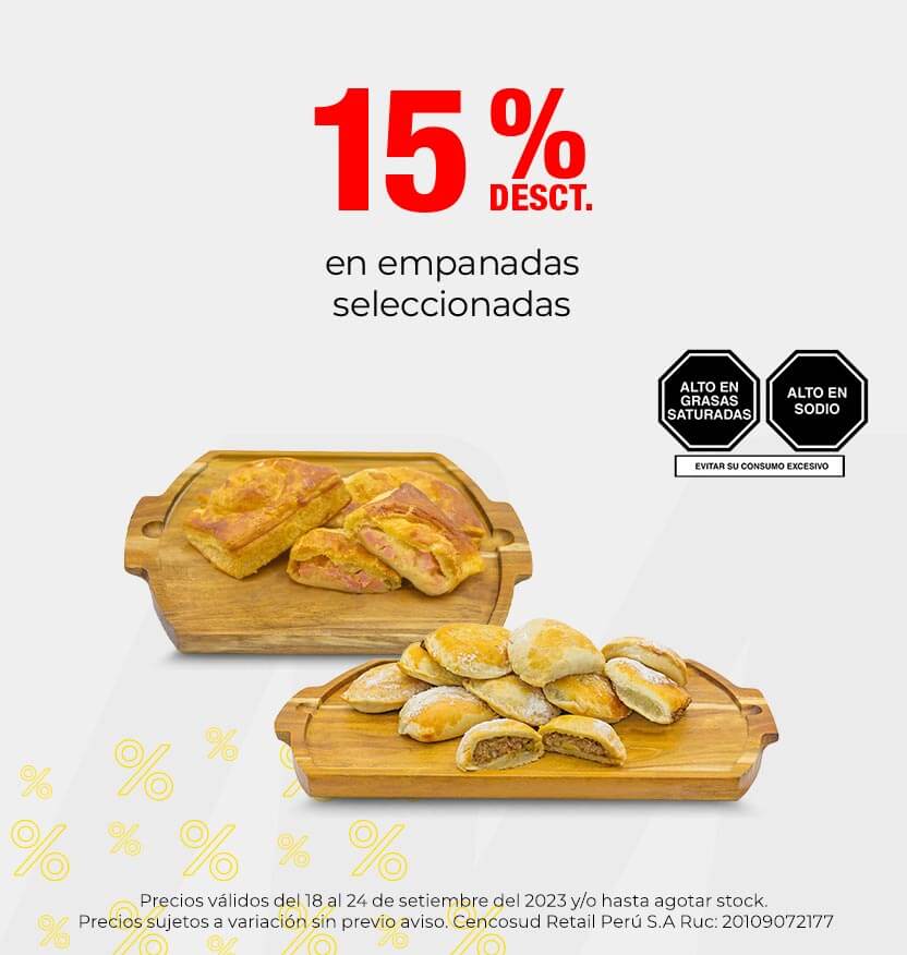 15% desct. en empanadas seleccionadas