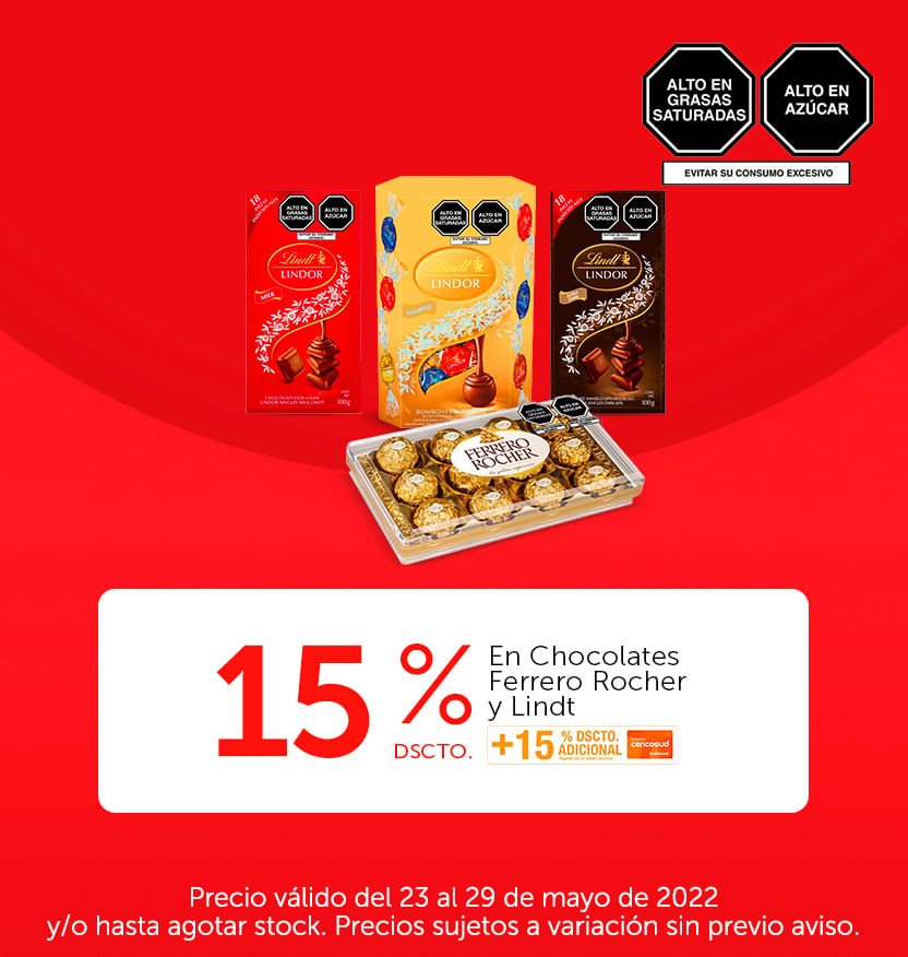 15% Dcto en Chocolates  Ferrero Rocher y Lindt