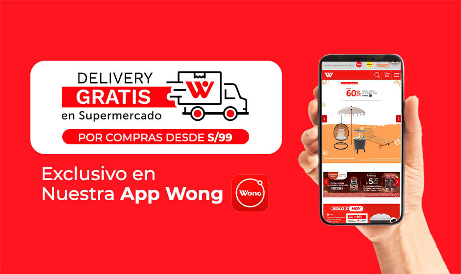 Delivery gratis en supermercado desde App Wong
