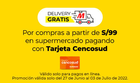 Delivery gratis por compras a partir de 99 soles en supermercado con Tarjeta Cencosud