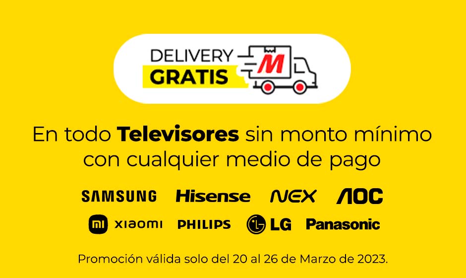 Delivery gratis en Televisores sin monto mínimo con cualquier medio de pago