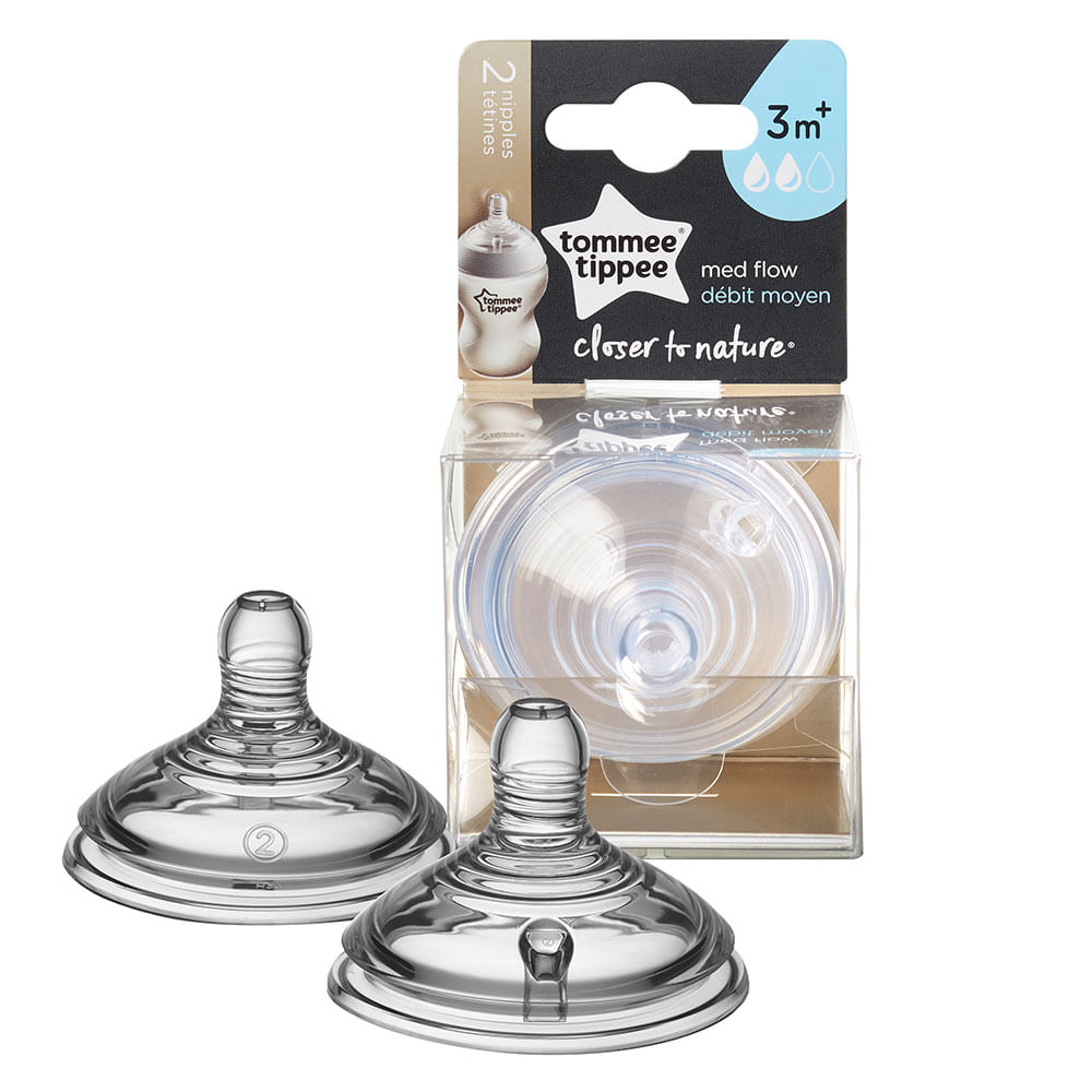 Pack 2 Tetinas Tacto Suave Silicona Tommee Tippee Flujo Medio (+3 M.)  transparente · Tommee Tippee · El Corte Inglés