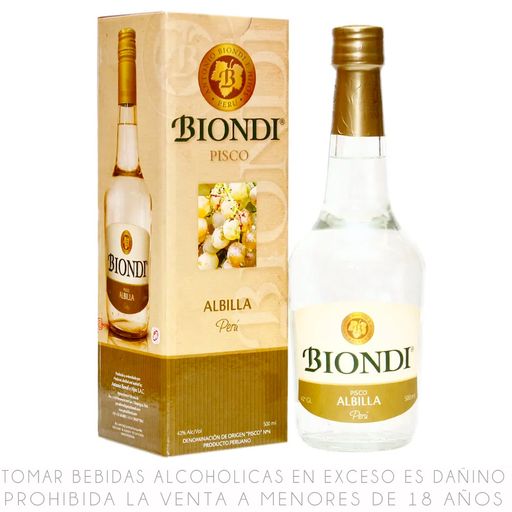 Pisco BIONDI Albila Botella 500ml