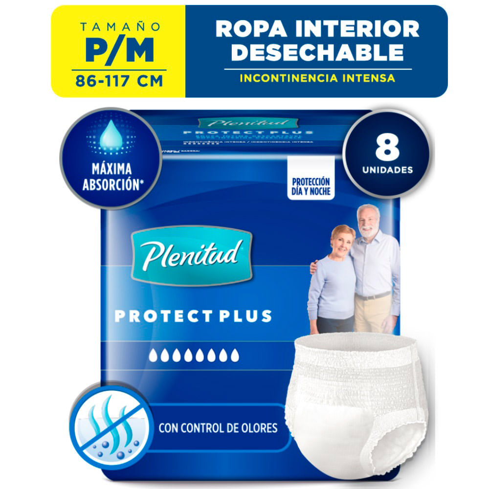 Ropa Interior con Protección Plenitud Active Plus P-M Bolsa 8 Unid