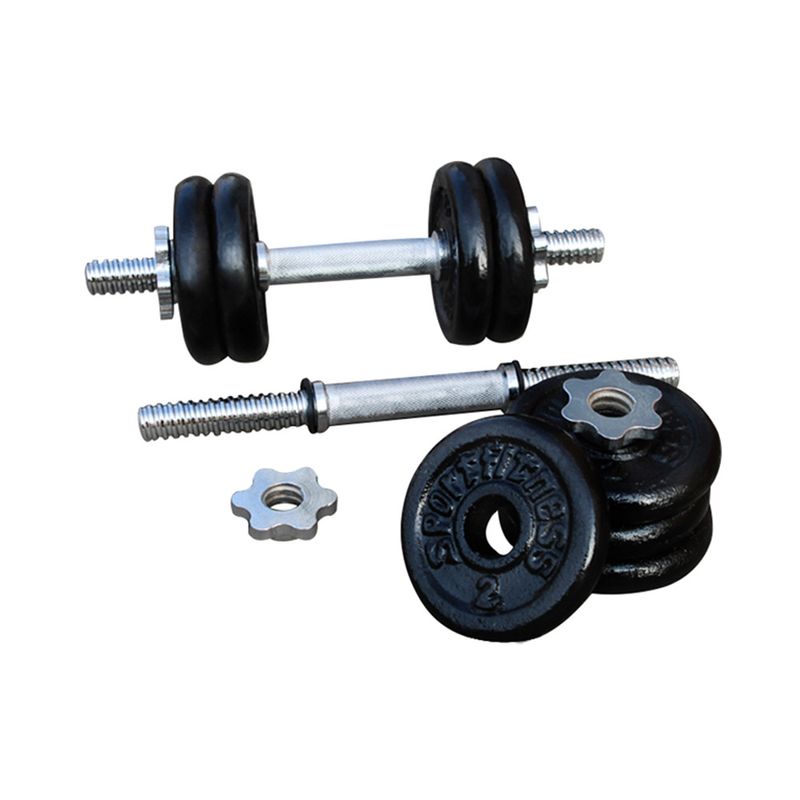 Set 2 Mancuernas + Barra 1.5m + 40kg - 8 Discos 5kg — El Rey del