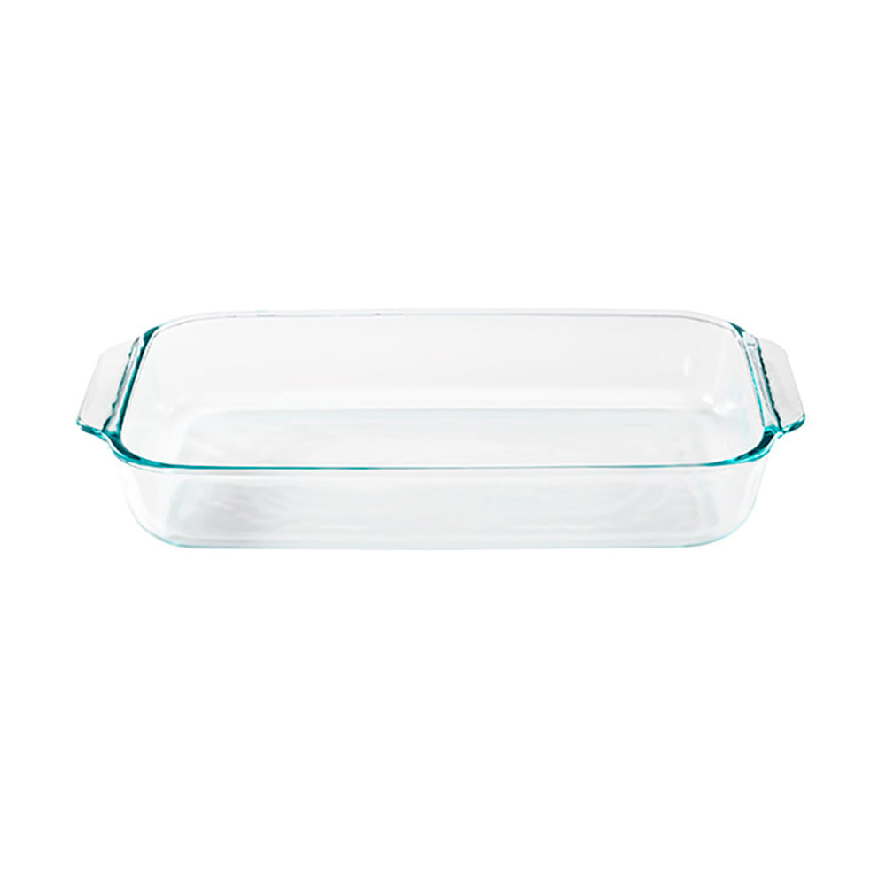 Irresistible fuente rectangular de vidrio resistente con agarre fácil