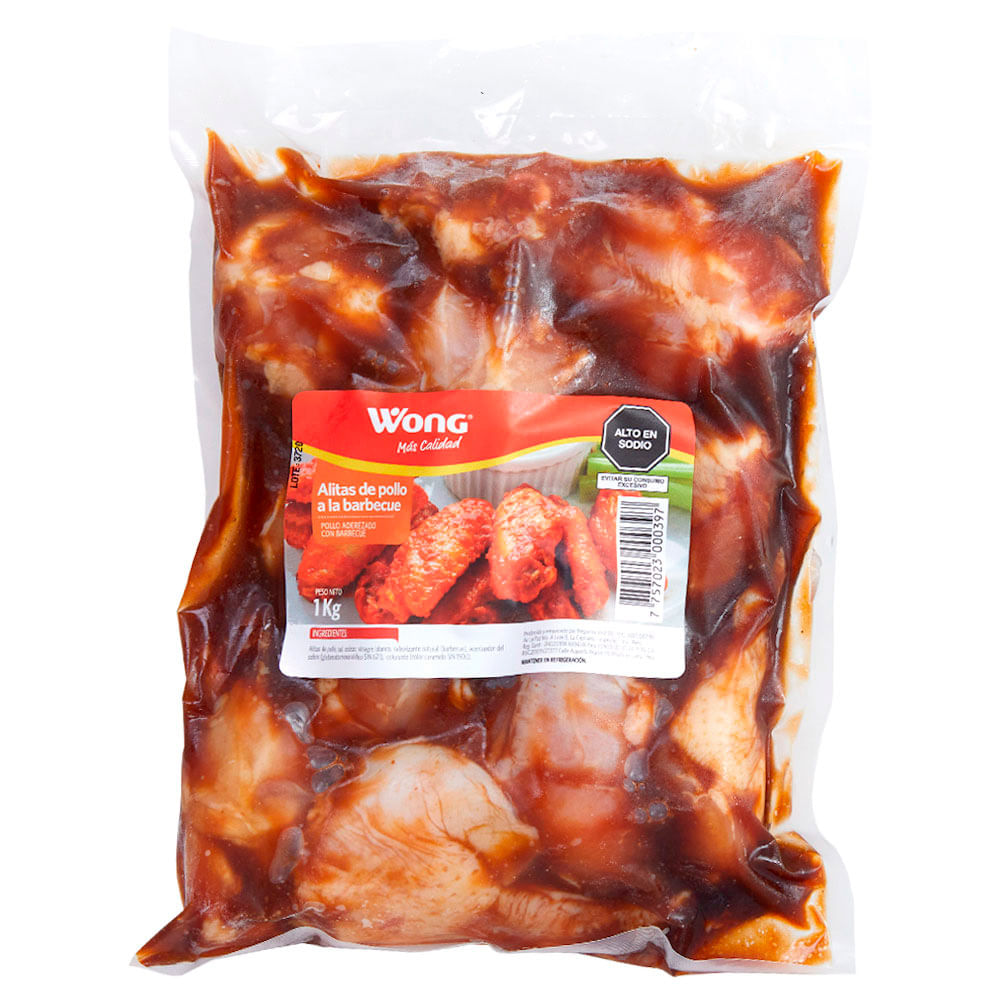 Alitas de Pollo a La Barbecue Wong Bolsa x 1 Kg