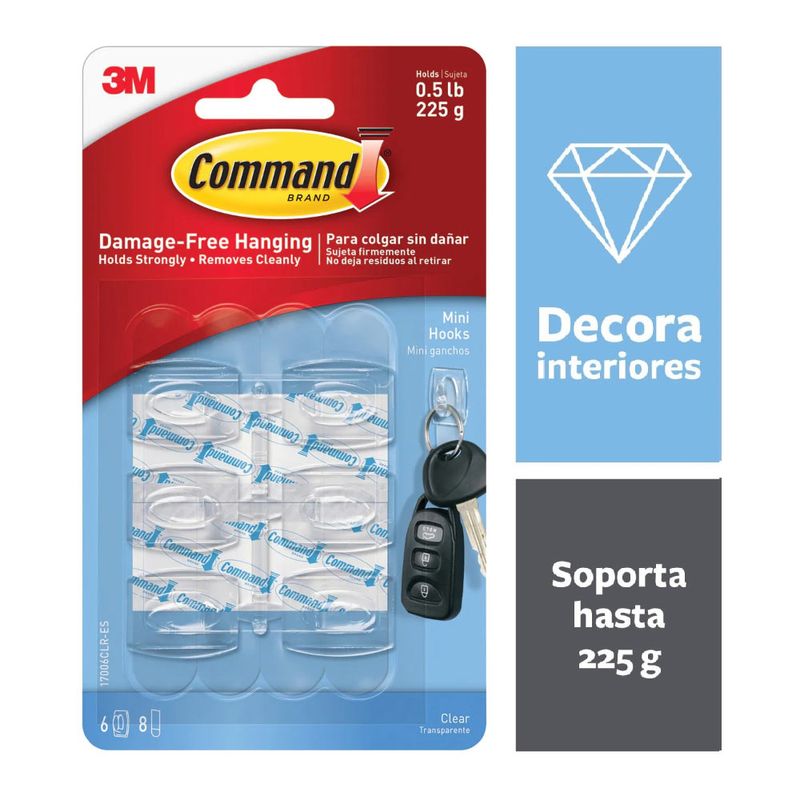 3M Command Gancho para colgar 17026CLR (Plástico, Transparente