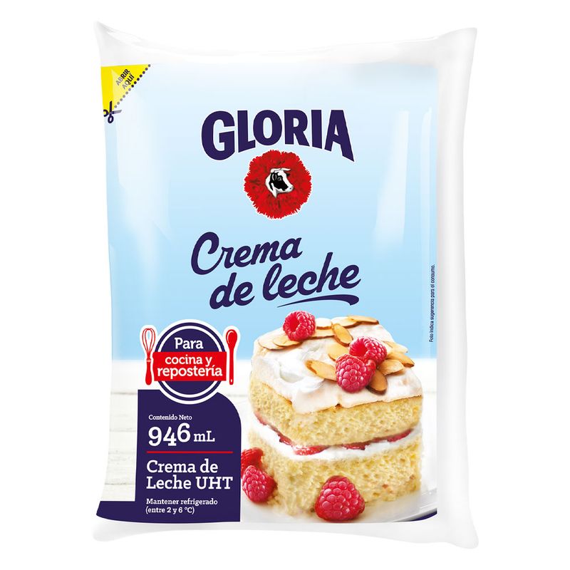 Crema de Leche UHT Gloria bolsa 946 ml 