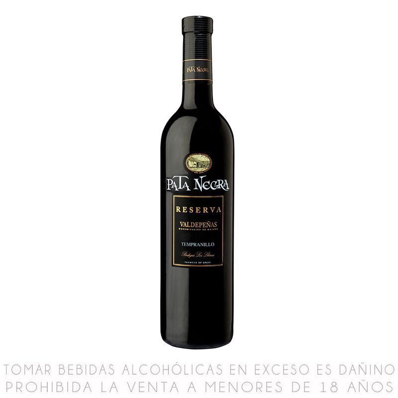 Vino Tinto PATA NEGRA Reserva Tempranillo Botella 750ml