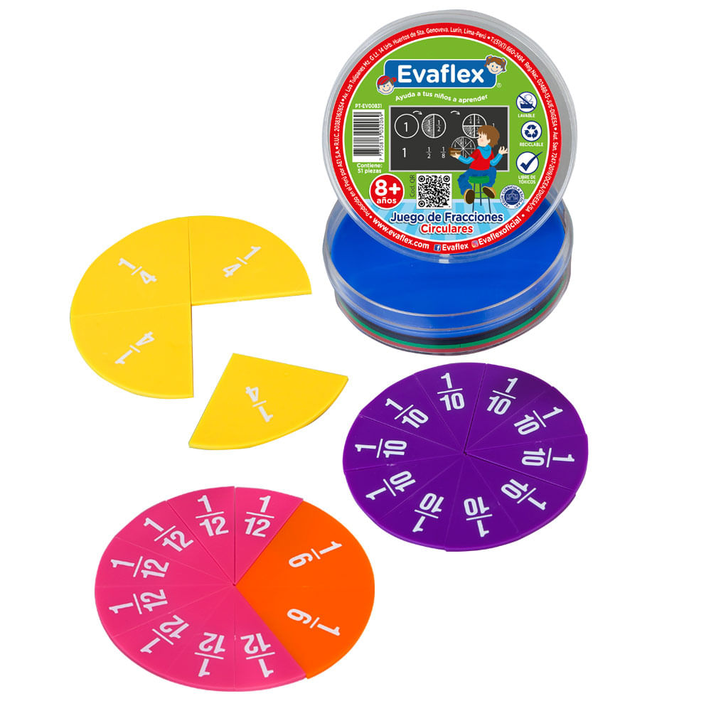 Evaflex Juego de Fracciones Circulares 51 Piezas