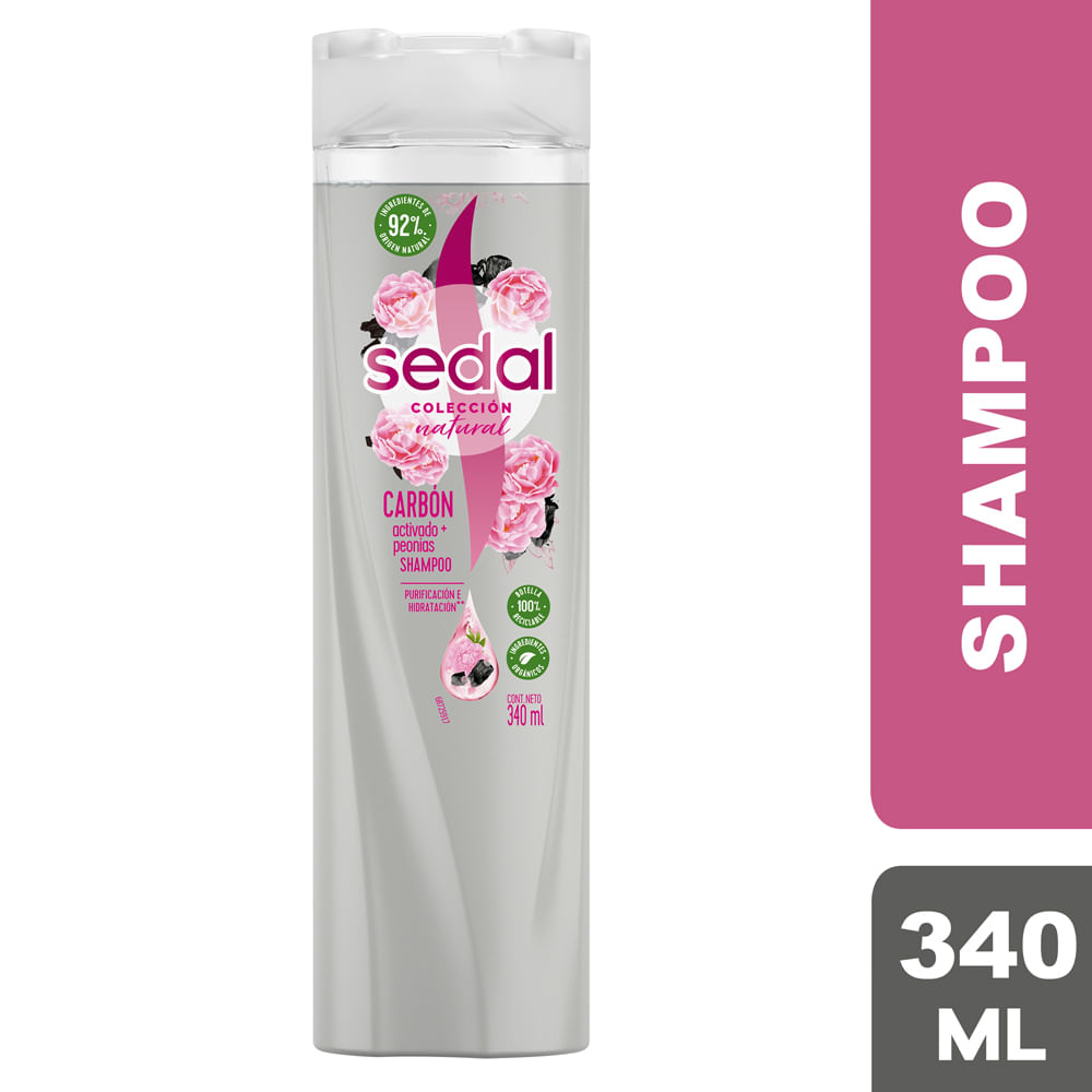 Shampoo Sedal Natural Carbón Activado y Peonias 340ml