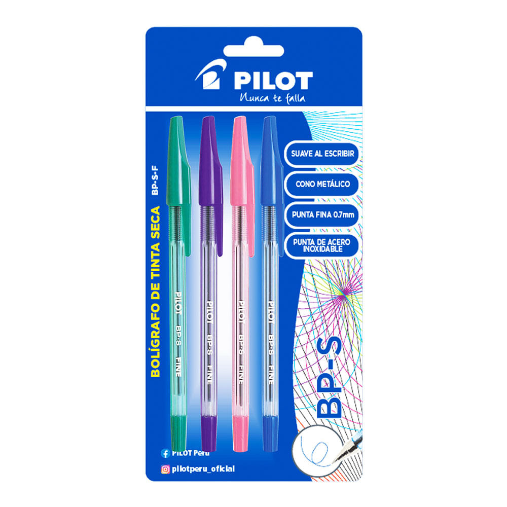 Bolígrafo Pilot Colores BP-S-F 4un 