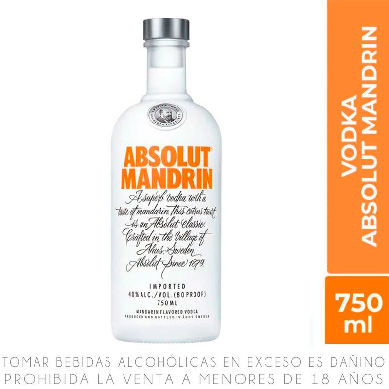 Vodka Absolut Mandrin Botella 750ml 