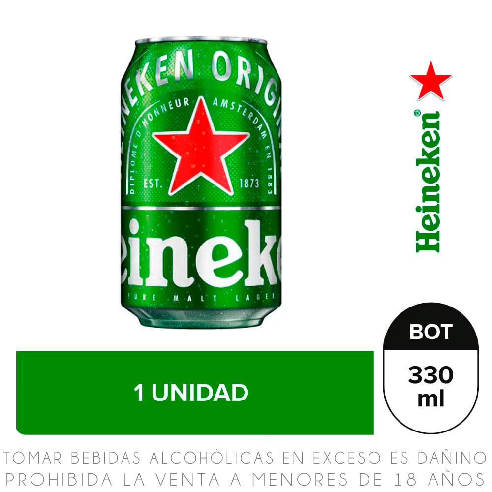 provocar Embajador tráfico Cerveza Heineken Lata 330ml - Wong.pe