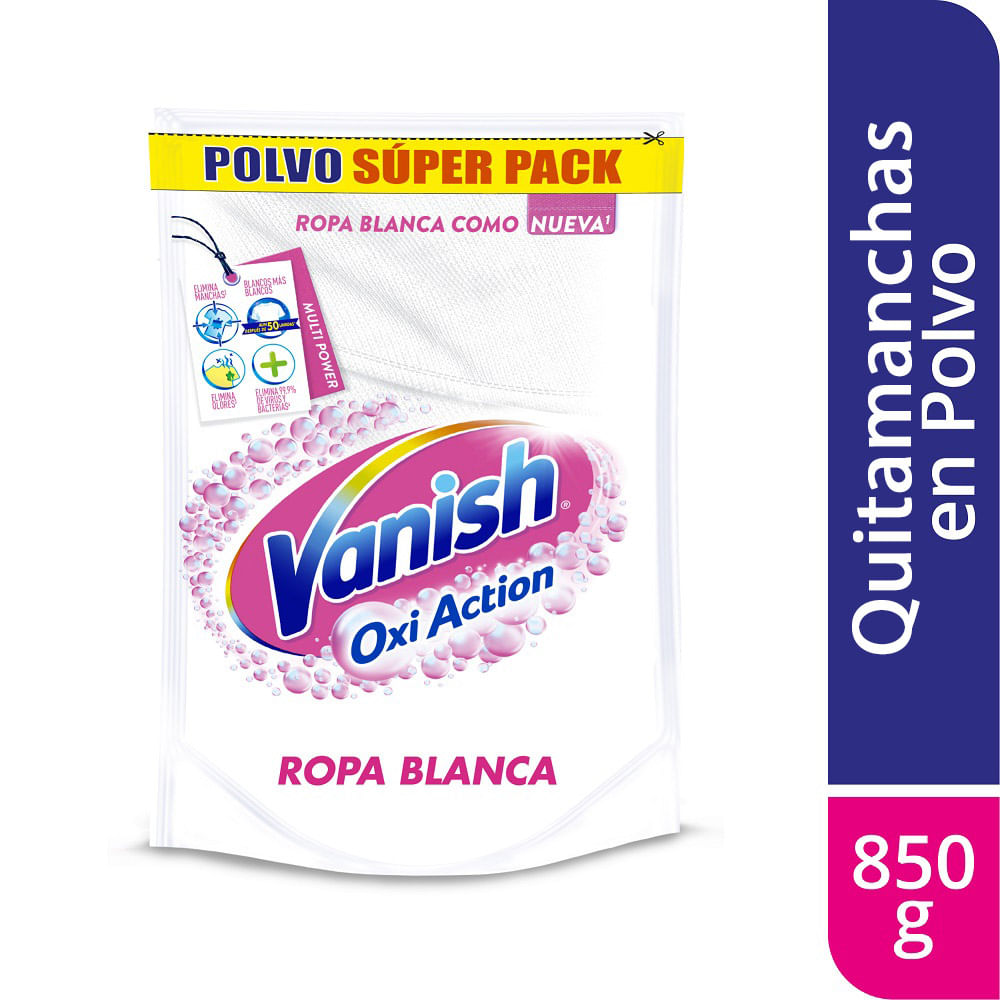 en Polvo Vanish Action Ropa Blanca 850g - Wong.pe