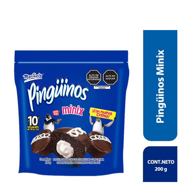 Pastelitos Sabor Chocolate Marinela Pingüinos Minix 10un