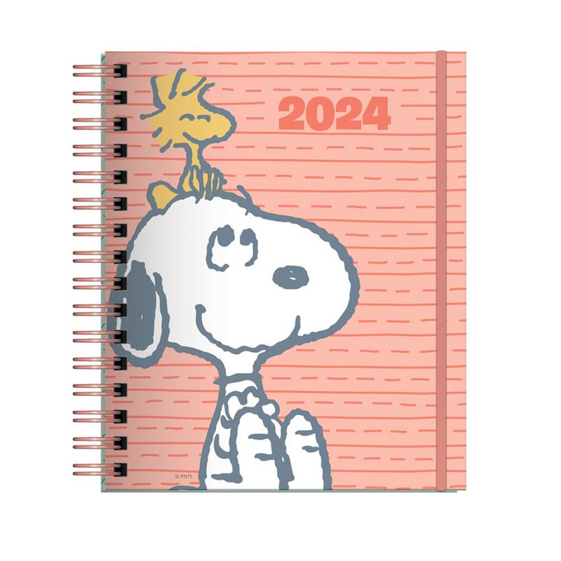 AGENDA ANUAL SNOOPY MINI 2024 A6 AMARILLA