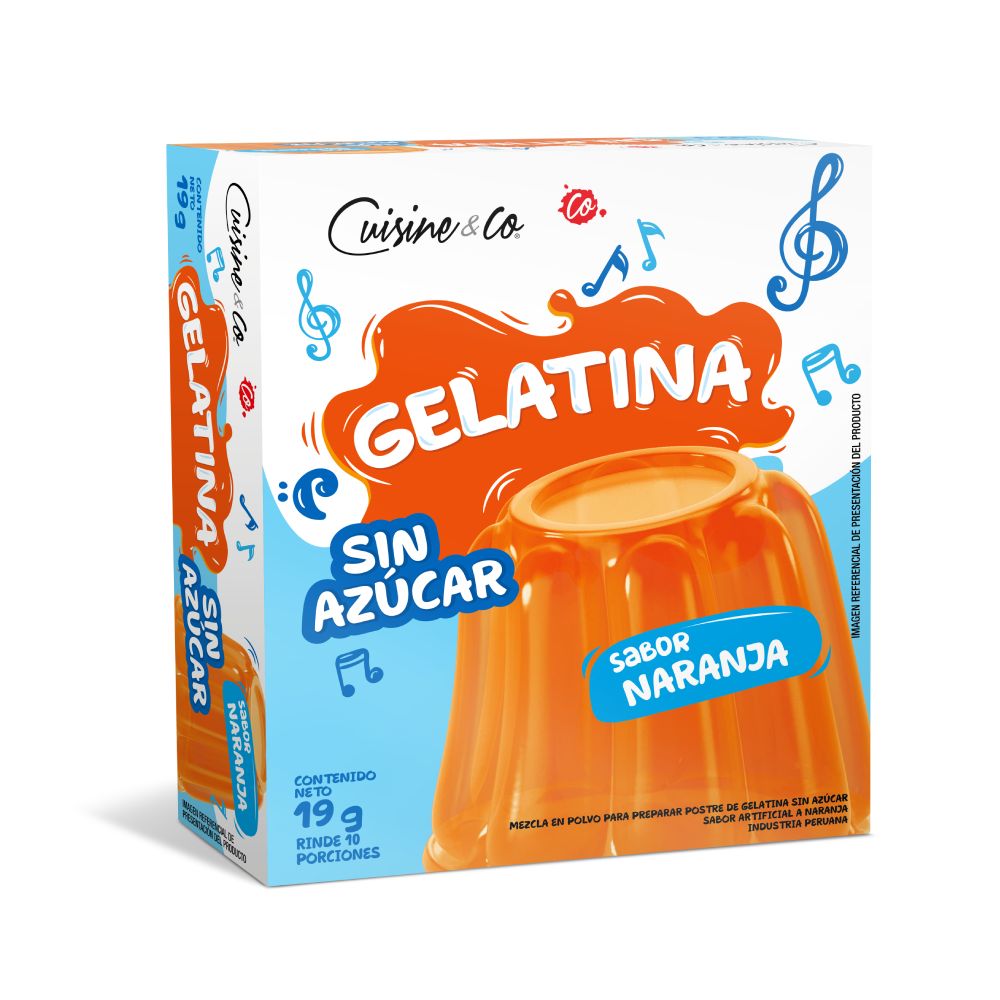 Gelatina light sabor naranja sin azúcar añadido 0% materia grasa